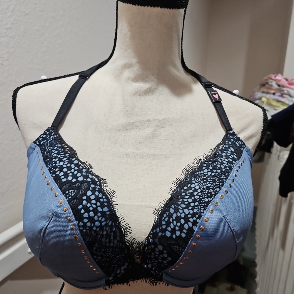 NWT VICTORIA'S SECRET  36DD  Very Sexy Push-Up Denim Blue And Black